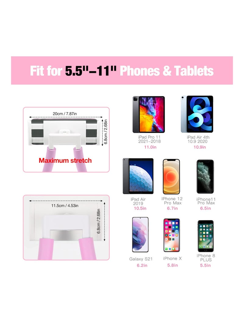 Generic - Neck Phone Holder Lazy Gooseneck Phone Pillow Holder Bracket 360° Rotation Universal Mobile Phone Tablet Stand for 4 Inch to 11 Inch Devices Fits for iPhone for Galaxy S21 for iPad Pink - Image 1