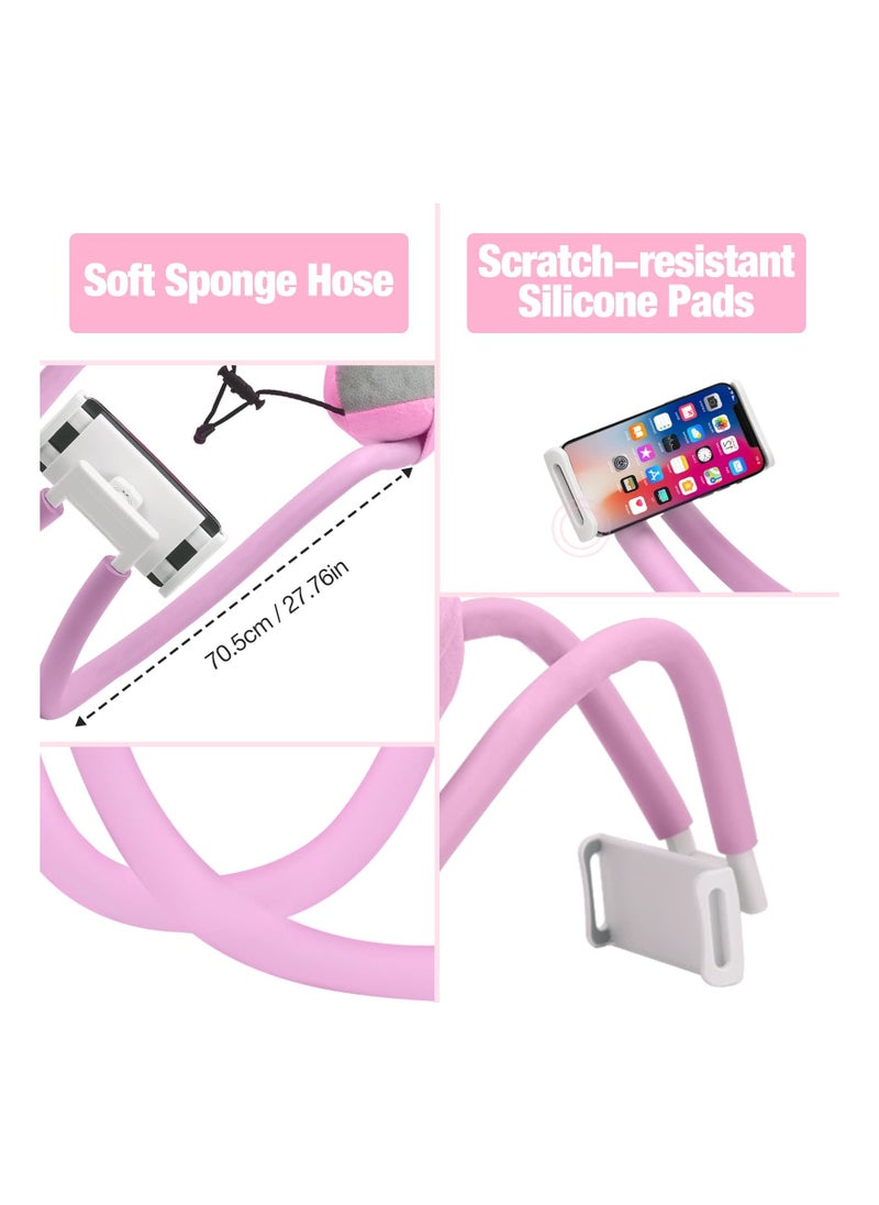 Generic - Neck Phone Holder Lazy Gooseneck Phone Pillow Holder Bracket 360° Rotation Universal Mobile Phone Tablet Stand for 4 Inch to 11 Inch Devices Fits for iPhone for Galaxy S21 for iPad Pink - Image 1