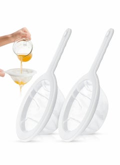 2 Pieces Fine Mesh Strainer Nylon Food Yogurt Mesh Sieve Plastic Mesh Colander with Handle Mini Brine Shrimp Separation Net for Filtering Juice Milk Honey Wine Kitchen (300 + 400 Mesh)