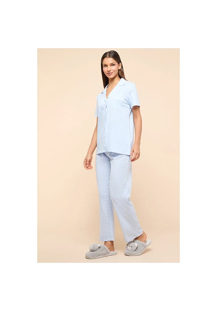 أر أند بي Printed Lapel Collar Pyjama Set