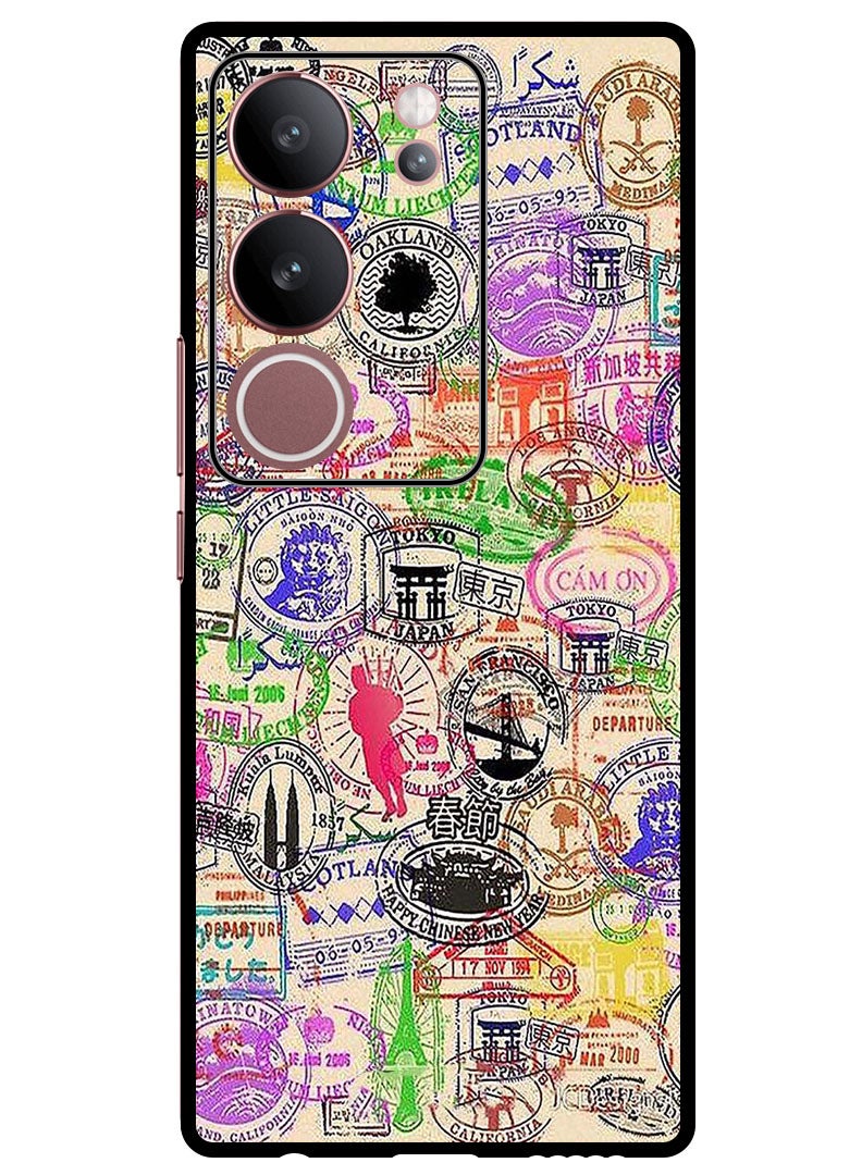 Theodor Protective Case Anti Scratch Shock Proof Bumper Cover For Vivo V29 - V29 Pro Passport Stamp - Image 1