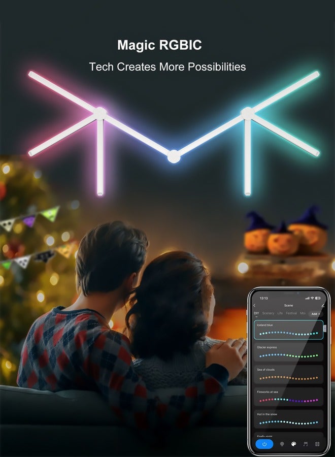 Bukela WiFi Smart RGB LED Wall Lights, Music Sync Voice Control DIY Light Bars with 16M+ Color & 40 + Scenes, Dimmable Home Decor LED Bar for Gaming Room TV Bedroom(9 pcs） - Image 5