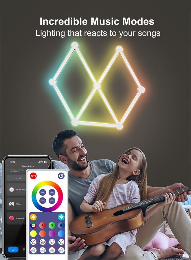 Bukela WiFi Smart RGB LED Wall Lights, Music Sync Voice Control DIY Light Bars with 16M+ Color & 40 + Scenes, Dimmable Home Decor LED Bar for Gaming Room TV Bedroom(9 pcs） - Image 4