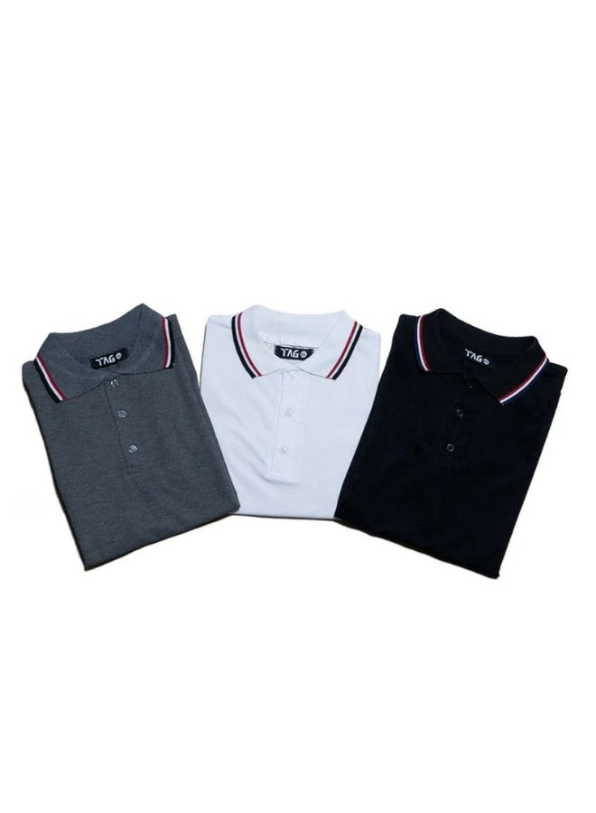 tag Men's Summer 3-Piece Polo Shirt Set - Soft Egyptian Cotton - Classic, Stylish, and Comfortable Design - Image 3