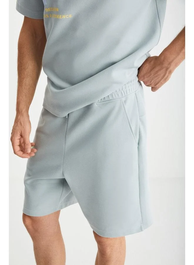 GRIMELANGE RAMADANP009 Men's 75% Cotton 25% Polyester Blue Shorts.
