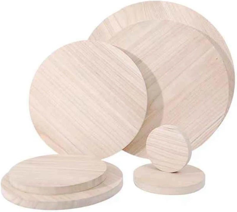 1Pc 100/150/200/250/300/350/400mm Pine Solid Wood Board DIY Material Handmade Round Wooden Carving Board Thick 12/15/17/20mm Wooden Crafts(Varnish,300MM_20MM) - Image 1