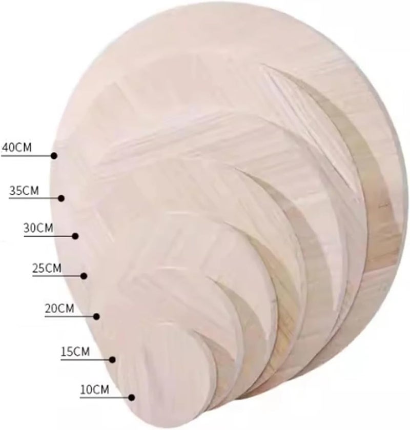 1Pc 100/150/200/250/300/350/400mm Pine Solid Wood Board DIY Material Handmade Round Wooden Carving Board Thick 12/15/17/20mm Wooden Crafts(Varnish,300MM_20MM) - Image 3