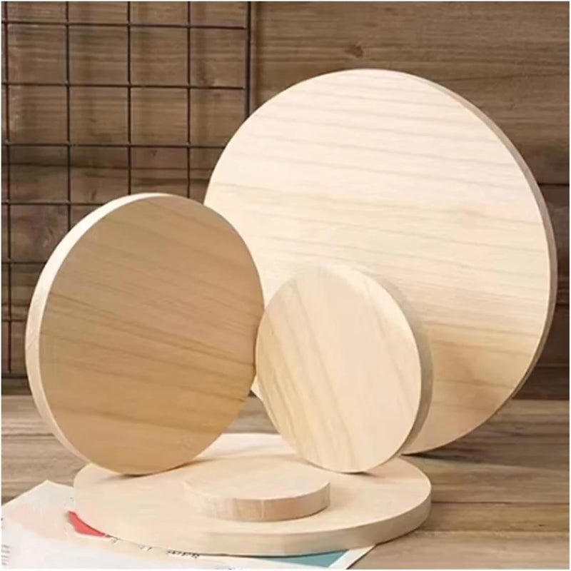 1Pc 100/150/200/250/300/350/400mm Pine Solid Wood Board DIY Material Handmade Round Wooden Carving Board Thick 12/15/17/20mm Wooden Crafts(Varnish,300MM_20MM) - Image 2