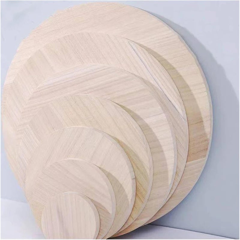 1Pc 100/150/200/250/300/350/400mm Pine Solid Wood Board DIY Material Handmade Round Wooden Carving Board Thick 12/15/17/20mm Wooden Crafts(Varnish,300MM_20MM) - Image 5