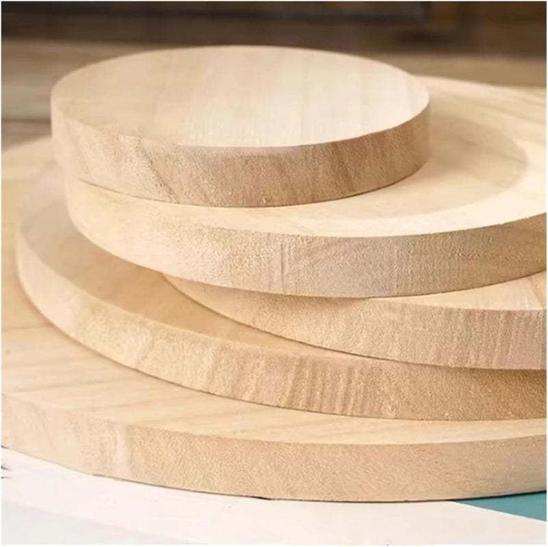 1Pc 100/150/200/250/300/350/400mm Pine Solid Wood Board DIY Material Handmade Round Wooden Carving Board Thick 12/15/17/20mm Wooden Crafts(Varnish,300MM_20MM) - Image 4