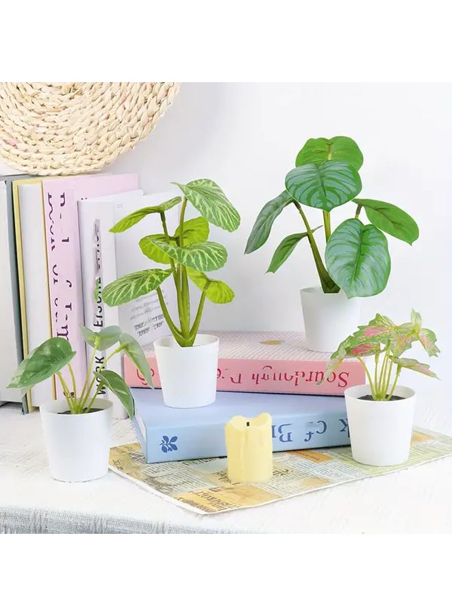 4pcs Artificial Tropical Palm Plants Green Leaves Stems Decor For Home Office - Image 5