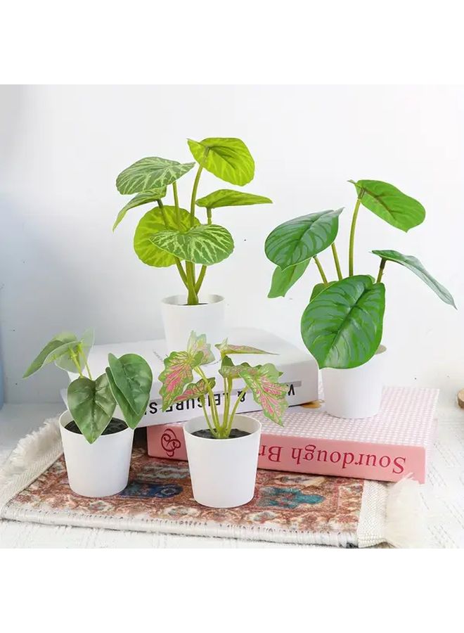 4pcs Artificial Tropical Palm Plants Green Leaves Stems Decor For Home Office - Image 4