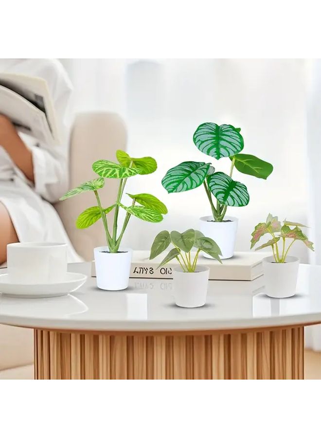 4pcs Artificial Tropical Palm Plants Green Leaves Stems Decor For Home Office - Image 2