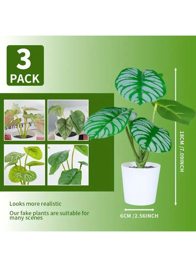 4pcs Artificial Tropical Palm Plants Green Leaves Stems Decor For Home Office - Image 3