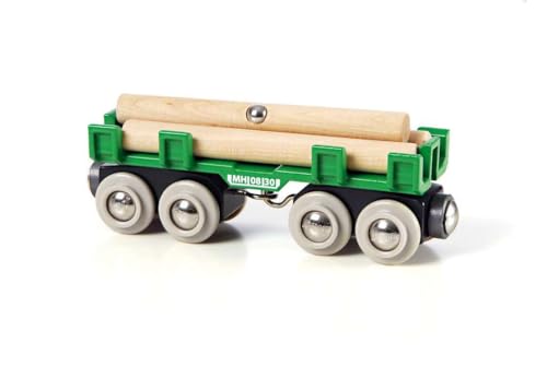 BRIO World 33696 Lumber Loading Wagon 4 Piece Toy Train Set for Kids FSCCertified Wooden Components Ideal for Ages 3 and Up Green - Image 1
