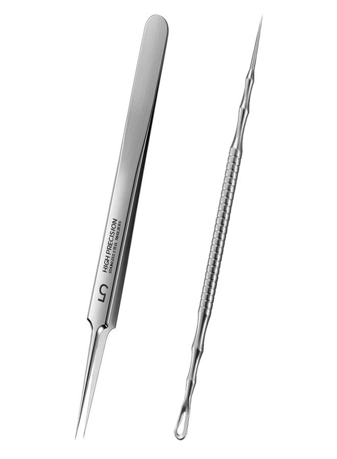 Jedrey 2Pcs Professional Facial Blackhead Remover Tweezers and Pimple Extractor Acne Treatment Tool for Acne Pimples Comedowns Blemishes or Splinters Removal - Image 1