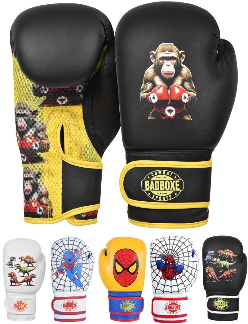 Twister Boxing Gloves 6oz | Youth Sparring Gloves | Boxing Gloves for Kickboxing Muay Thai MMA | Bag Gloves for Punching Bag (Monkey Black, 6oz) - Image 1