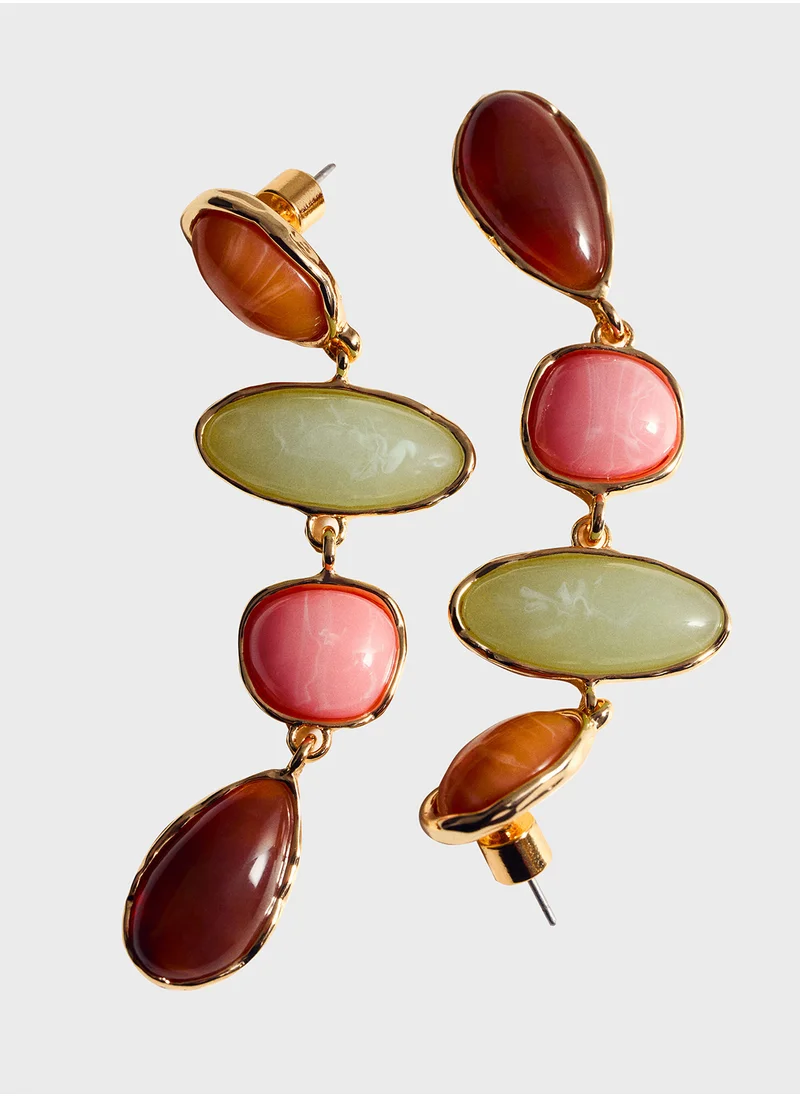 MANGO Stone Hanging Earrings