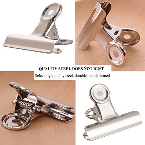 True-Ally 6 Heavy Duty Big 75 mm 3inch Size Paper Round Binder Bulldog Clip clamp for Office, Home, School, Institutions Pack of 6 Clips | Stainless Steel | Free Carrying Pouch - Image 5