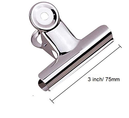 True-Ally 6 Heavy Duty Big 75 mm 3inch Size Paper Round Binder Bulldog Clip clamp for Office, Home, School, Institutions Pack of 6 Clips | Stainless Steel | Free Carrying Pouch - Image 2