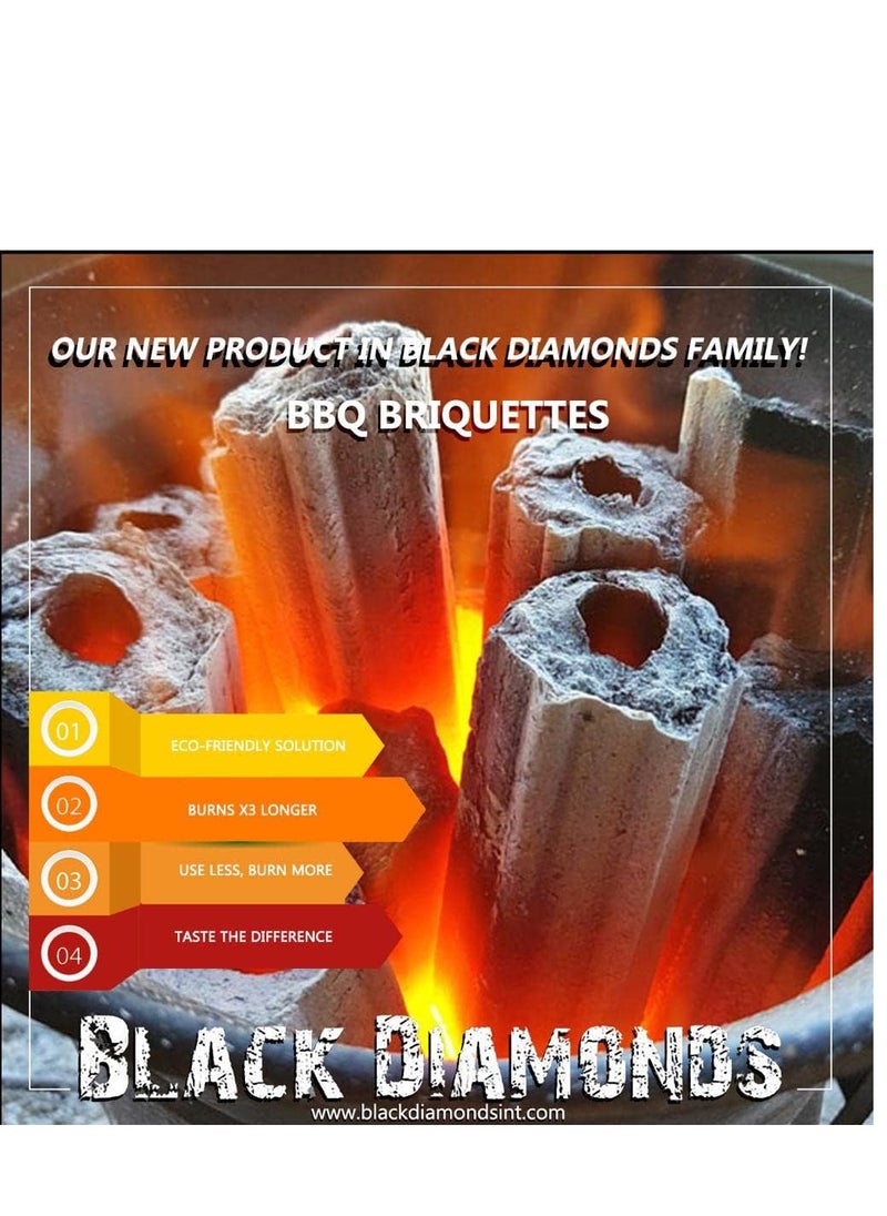 BLACK DIAMONDS Premium BBQ Charcoal Sticks With Hole-10 KG | Cocunut Shell Barbeque Charcoal Hexa Shape Briquiets Long  - Image 4