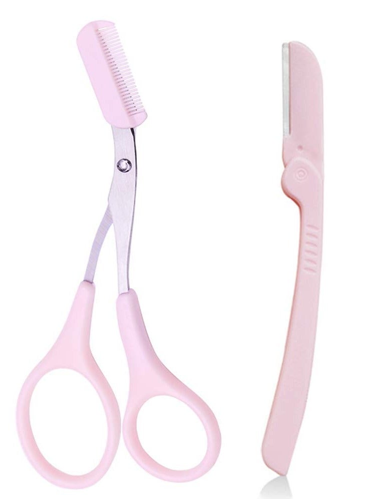 Eyebrow Razor Eyebrow Trimmer and Eyebrow Scissors Kit Eyebrow Eyelash Trimmer Scissors Hair Cutting Tools Shaping Knife Makeup Tools Eyebrow Brush and Comb for Women and Men - Image 1