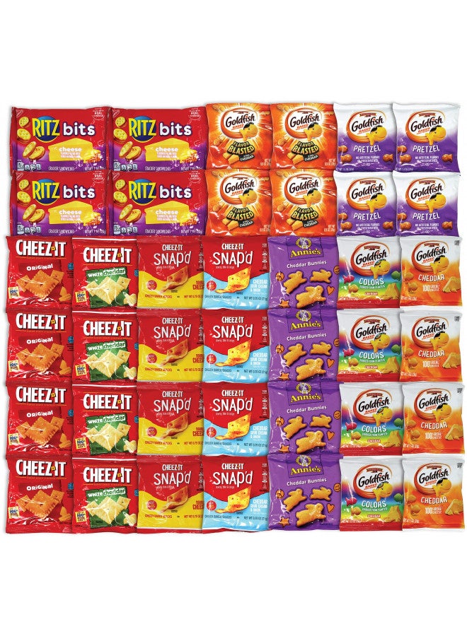 Niro 40 Packs Individual Bags Cheese Crackers Variety Pack, Cheez-It, Goldfish, Annie's, and Ritz Bits Snack Packs | Snacks for Adults and Children | Niro Assortment  - Image 1