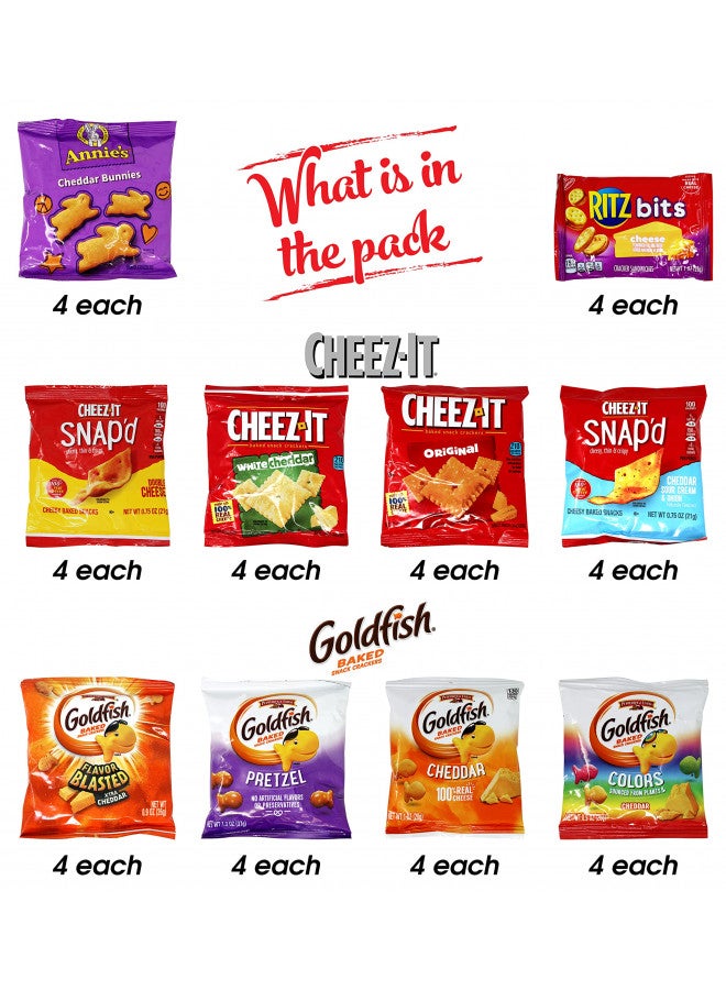 Niro 40 Packs Individual Bags Cheese Crackers Variety Pack, Cheez-It, Goldfish, Annie's, and Ritz Bits Snack Packs | Snacks for Adults and Children | Niro Assortment  - Image 2