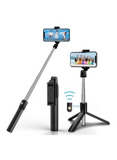 Selfie Stick Tripod, Extendable 3 in 1 Aluminum Bluetooth Selfie Stick with Wireless Remote and Tripod Stand for iPhone 13/13 Pro/12/11/11 Pro/XS Max/XS/XR/X/8/7, Samsung Smartphones, Black