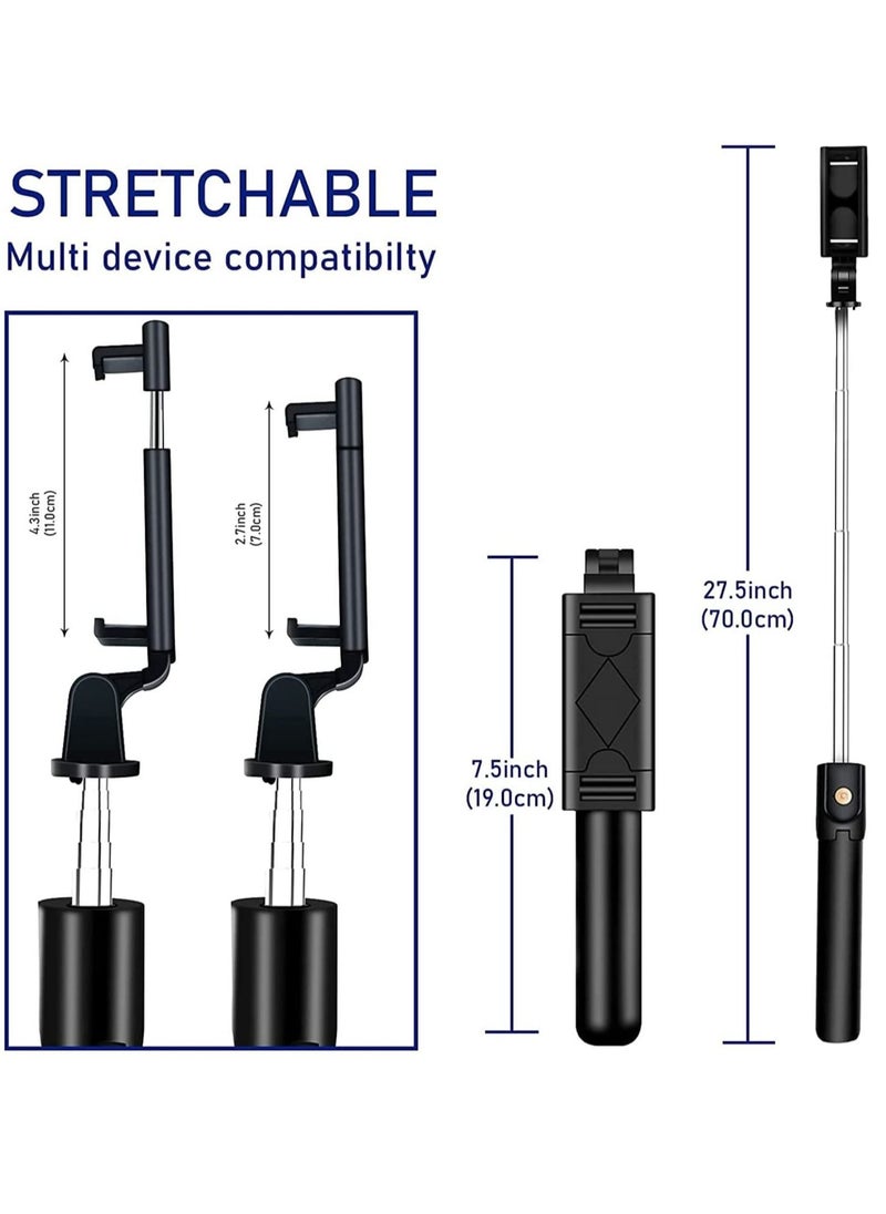 ELTRAZONE - Selfie Stick Tripod, Extendable 3 in 1 Aluminum Bluetooth Selfie Stick with Wireless Remote and Tripod Stand for iPhone 13/13 Pro/12/11/11 Pro/XS Max/XS/XR/X/8/7, Samsung Smartphones, Black - Image 1