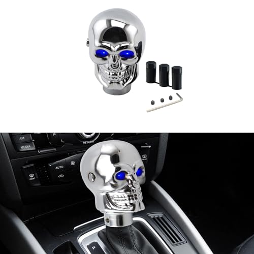 ASUBHA Skull Shifter Knob Personalized Skull Shifter Head with Adjustable LED Double Eyelet Decorations Gear Knob Head Universal Car Interior Accessories Fit Most Manual Automatic Car Truck SUV - Image 1
