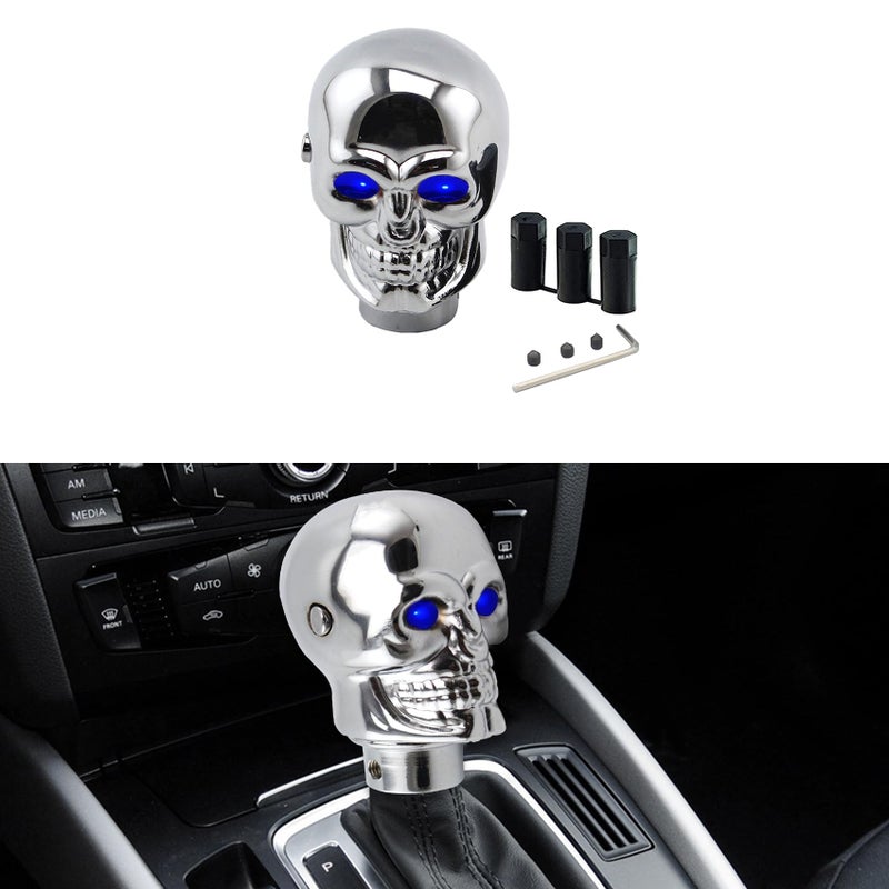 ASUBHA Skull Shifter Knob Personalized Skull Shifter Head with Adjustable LED Double Eyelet Decorations Gear Knob Head Universal Car Interior Accessories Fit Most Manual Automatic Car Truck SUV - Image 3