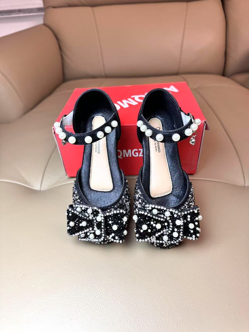 Autumn 2025 Lady Baby Girl Girl Princess Butterfly Diamond Shoes Leather Shoes Dance Shoes Sandals - Image 1