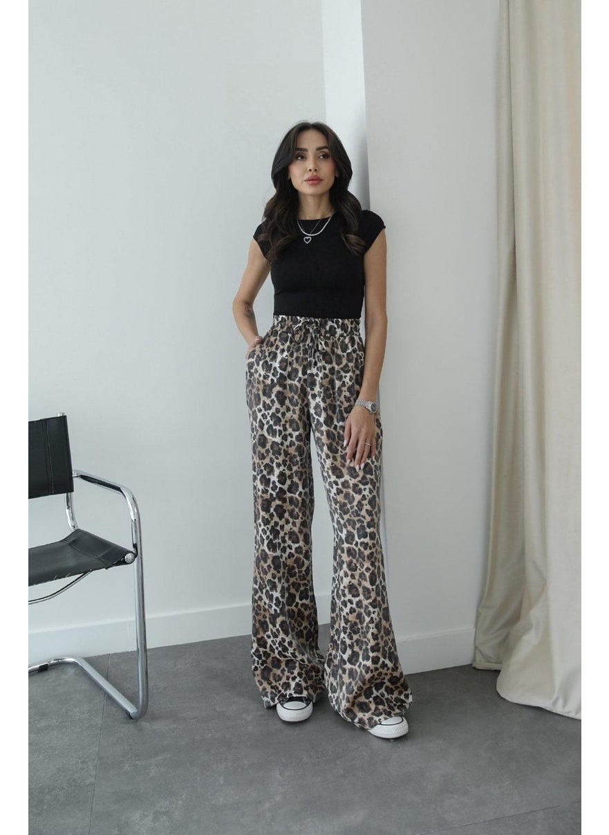 Havoş Havos Beige Leopard Patterned Loose Trousers  - Image 1