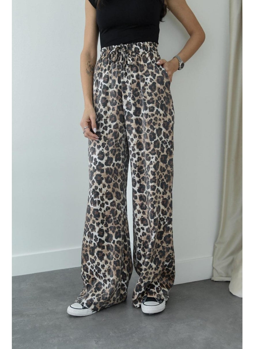 Havoş Havos Beige Leopard Patterned Loose Trousers  - Image 2