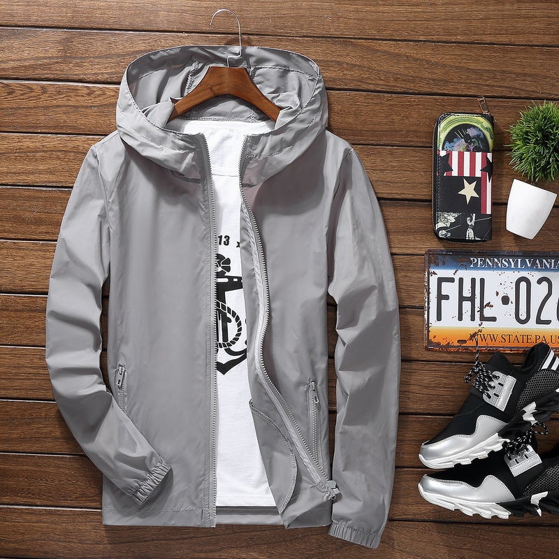 Generic Summer Casual Jacket Mens Oversize Lightweight Couple Windbreaker 613 Gray 