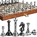 ELONGDI Metal Chess Set for Adults and Kids  12 Inch Wooden Folding Chess Board and Metal Pieces Travel Portable Chess Set  Extra Queens  25 King Ideal Gift for Chess Enthusiasts  Beginner - Image 2