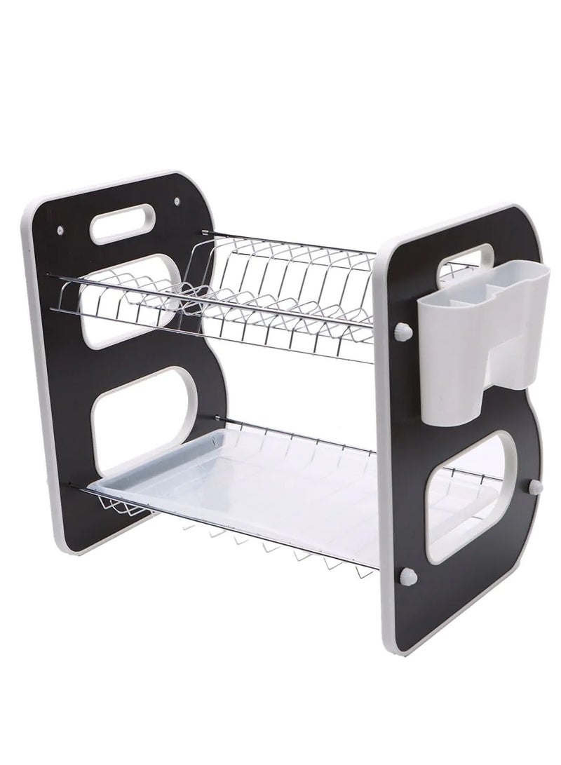 DubaiGallery 2 Layer Dish Drying Stand Dish Rack with Drain Tray Bowl Storage Rack Plate Organizer Utensil Holder Dish Driner for Kitchen Countertop - Image 3