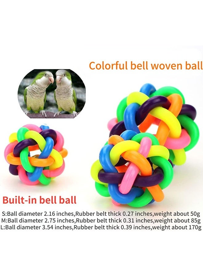 قطعتان كرة جرس ملونة للببغاء ولعبة للطيور كرة جرس لعبة كرة مطاطية للطائر لطحن الأسنان ومضغ منقار طائر المينا و الببغاء (صغير) - Image 3