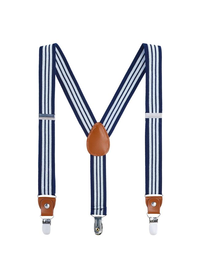 Kids Boys Adults Suspenders - Sturdy Metal Clips Elastic Adjustable Suspender BLUEWHITE, One Size  - Image 1