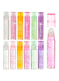 Expressions 12pc Roll On Lip Gloss Set with Carrying Case, 12-Piece Glossy Lip Makeup - Assorted Fruity Flavors, Non Toxic, Kid Friendly, Party Gift, Best Friends  - Image 1
