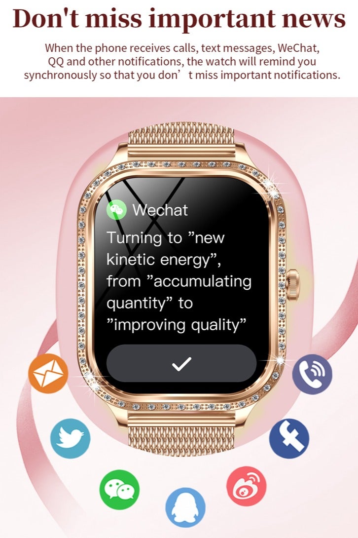 RollsTimi  Women's Fashion Smartwatch Ladies Bluetooth Talk Health Monitor Wristwatch Sports Fitness Tracker Diamond Smartwatch Multi-Sport Mode IP68 Water Resistant MK88 Golden - Image 5