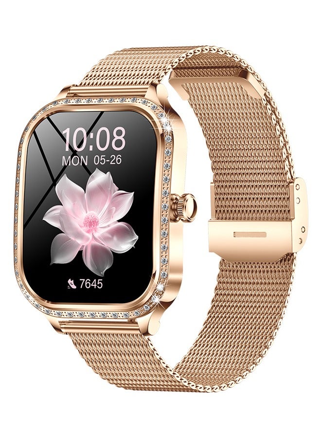 RollsTimi  Women's Fashion Smartwatch Ladies Bluetooth Talk Health Monitor Wristwatch Sports Fitness Tracker Diamond Smartwatch Multi-Sport Mode IP68 Water Resistant MK88 Golden - Image 1