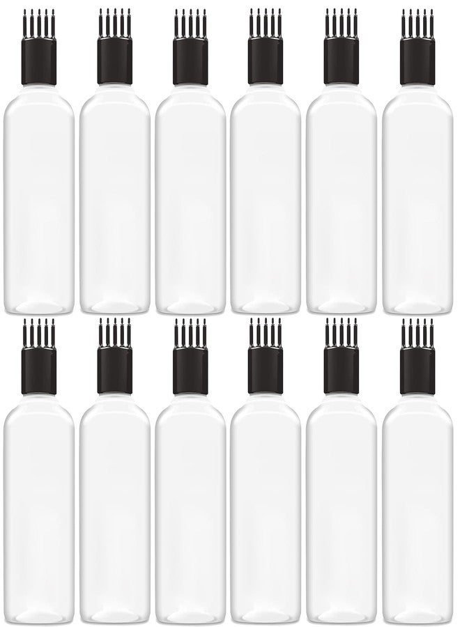 زجاجة توزيع زيت الشعر والشامبو والأدوية من ماديا، قابلة لإعادة الاستخدام، سعة 100 مل، شفافة، مع مشط أسود، عبوة من 12 قطعة - Image 1