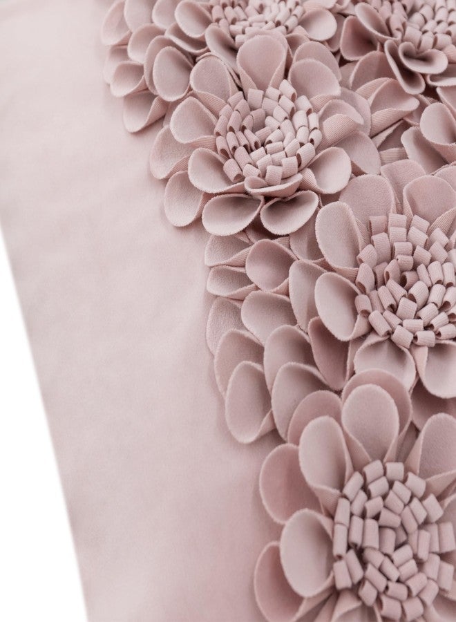 JWH Handmade 3D Flower Throw Pillow Covers Aesthetic Decorative Floral Accent Pillow Cases Stereo Velvet Pillowcase Cute Cushion for Car Bed Couch Bedroom Decor 18x18 Inch Dusty Pink - Image 5