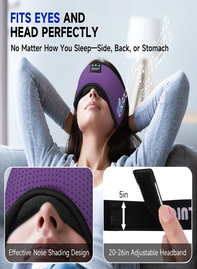 TOPOINT Sleep Mask with Bluetooth Headphones, Breathable Silk Eye Mask for Sleeping Men Women, Bluetooth Sleep Mask Blackout with Speakers, Microphone Handsfree, USB C for Travel Meditation Gifts - Image 4