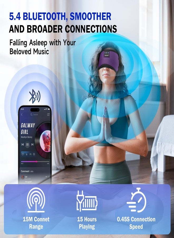 TOPOINT Sleep Mask with Bluetooth Headphones, Breathable Silk Eye Mask for Sleeping Men Women, Bluetooth Sleep Mask Blackout with Speakers, Microphone Handsfree, USB C for Travel Meditation Gifts - Image 3
