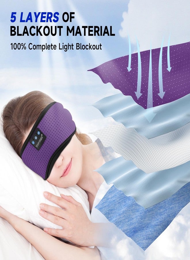 TOPOINT Sleep Mask with Bluetooth Headphones, Breathable Silk Eye Mask for Sleeping Men Women, Bluetooth Sleep Mask Blackout with Speakers, Microphone Handsfree, USB C for Travel Meditation Gifts - Image 2