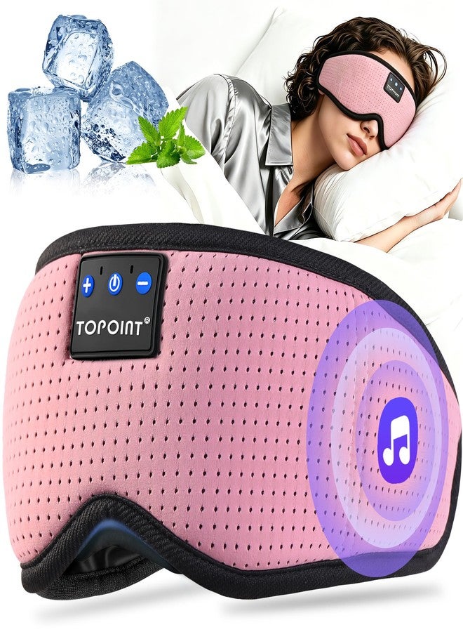 TOPOINT Sleep Mask with Bluetooth Headphones, Breathable Silk Eye Mask for Sleeping Men Women, Bluetooth Sleep Mask Blackout with Speakers, Microphone Handsfree, USB C for Travel Meditation Gifts - Image 1