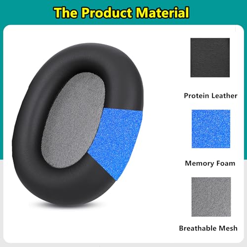 YDYBZB WH-1000XM6 Earpads Cushions Replacement Compatible with Sony WH-1000XM6 (WH1000XM6) Wireless Noise Canceling Headphones Protein Leather Ear Pads with High-Density Noise Isolation Foam Black - Image 2